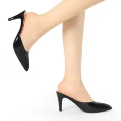 Allegra K Women's Pointed Toe Stiletto Slide Mules Heels