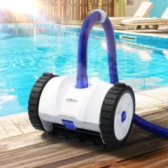 VINGLI Automatic Suction-Side Pool Vacuum Cleaner, Powerful Wall-Climbing Sweeper for Inground Pools, Includes 39.6ft Tangle-Free Hose (Blue&White)