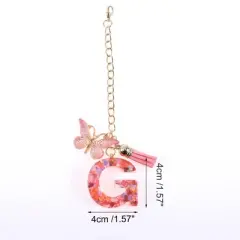 Unique Bargains Heart Sequin Letter G Butterfly Tassel Water Cup Pendant Pink 1 Pc