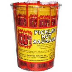 Buffalo Bills 24-ct Herb's Pickled Hot Sausages (no pork) - Three 24-ct Tubs