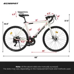 Gulches 700Cx28 Road Bike, Lightweight Aluminum Frame, Disc Brakes, 16-Speed, Fast Acceleration, Suitable for Men and Women