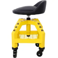 Heavy-Duty Pneumatic Shop Stool with Padding Lumbar Support Mechanics Stool with Casters for Industrial Workshop Yellow Kids