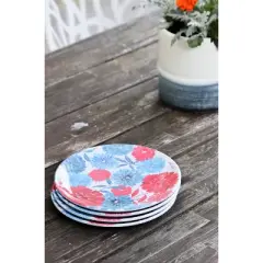 C&F Home Patriotic Floral Decorative Round Serving Platter Plates Set of 4