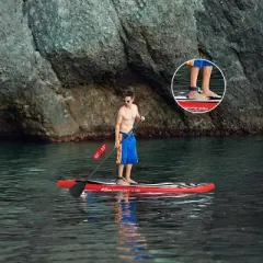 Costway 10ft Inflatable Stand Up Paddle Board 6'' Thick W/ Aluminum Paddle Leash Backpack Blue\Yellow