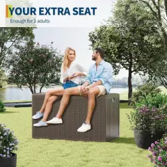120/130 Gallon Outdoor Storage Box, Deck Box Resin for Package Delivery, Outdoor Storage Boxes Deck Storage Boxes for Patio Furniture, Garden, Tool