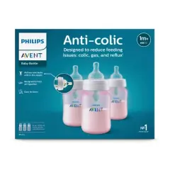 Philips Avent Anti-Colic Baby Bottle with AirFree Vent - Pink - 9oz/3pk