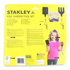 Red Tool Box Stanley JR Garden Hand Tool 3 Piece Set | Hand Spade | Hand Fork | Work Gloves