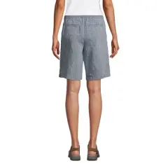 Lands' End Women's High Rise Pull On Elastic Waist 10" Linen Bermuda Shorts