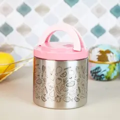 Stainless Steel Vacuum Insulated Lunch Container Box, Hot Cold Food Jar with Handles (Pink, 22oz)