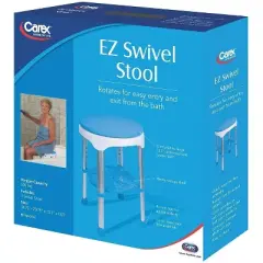Carex EZ Swivel Shower Stool - 360&deg; Rotating Seat, Height-Adjustable, Plastic
