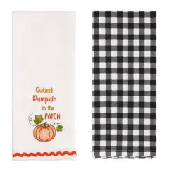 The Lakeside Collection Autumn Harvest Embroidered Set of 2 Kitchen Towels - Cutest Pumpkin