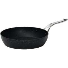 The Rock by Starfrit 8" Aluminum Fry Pan with Stainless Steel Handle Black