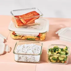 8pc (Set of 4) Glass Food Storage Container Set Clear - Figmint&trade;