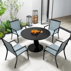 Tangkula Set of 4 Patio Dining Chairs Outdoor Armchairs w/ Sturdy Metal Frame