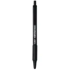 BIC Soft Feel Black Retractable Ballpoint Pens, Medium Point (1.0mm), 12-Count Pack, Black Pens With Soft-Touch Comfort Grip