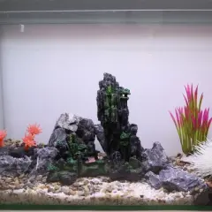 Unique Bargains Aquarium Terrariums Mountain for Fish Tank Landscape Decoration Gray Green 9.06" Height 1pcs