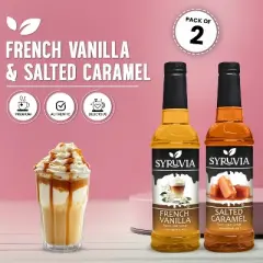 Syruvia Coffee Flavors Variety Pack: French Vanilla & Salted Caramel 25.4 fl oz Syrup