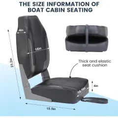 2-Pack Folding Boat Seats Low Back &ndash; Weather-Resistant Captain Chairs with Thick Padding for Fishing & Cruising