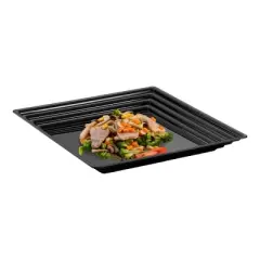 Smarty Had A Party 12" x 12" Black Square Plastic Serving Trays - 24 pcs