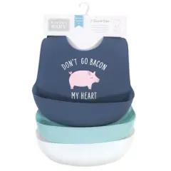 Hudson Baby Infant Boy Silicone Bibs, Bacon My Heart, One Size