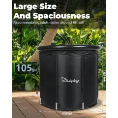 Napei Portable Ice Bath Tub with Cover for Athletes & Adults,105 Gallons,Black