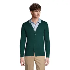 Lands' End School Uniform Men's Cotton Modal Button Front Cardigan Sweater