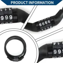Unique Bargains Bicycle Lock Security Cable Lock 4 Digit Combination Chain Bike Lock Black