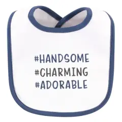 Hudson Baby Infant Boy Cotton Bib and Sock Set 5pk, Handsome Charming Adorable, One Size