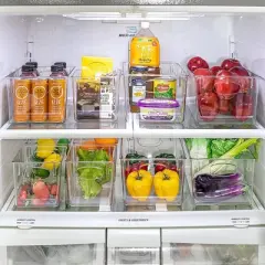 Sorbus Small Clear Storage Bins with Handles  - for Kitchen, Cabinet Organizer, Pantry & Refrigerator