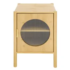 Organnice Single Door Nightstand, Bamboo Bedside Table