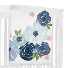 Sweet Jojo Designs Girl Baby Milestone Blanket Watercolor Floral Blue Green and Pink