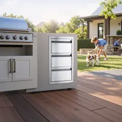 VEVOR Outdoor Kitchen Drawers 14.7\" W x 25.4\" H x 18.7\" D, Box Frame Style Flush Mount BBQ Drawers with Stainless Steel Handle, Silver