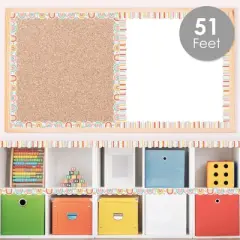 Big Dot of Happiness Pastel Boho Rainbow - Scalloped Classroom Decor - Bulletin Board Borders - 51 Feet
