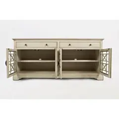 Acacia Wood Sideboard Buffet TV Stand for TVs up to 70" Cream - Benzara