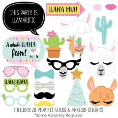 Big Dot of Happiness Whole Llama Fun - Llama Fiesta Baby Shower or Birthday Party Photo Booth Props Kit - 20 Count