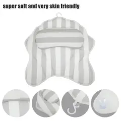 Unique Bargains Bath Cushion Non Slip Suction Sups Comfortable Head Rest Bathtub Pillow Gray