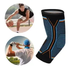 Unique Bargains Nylon Elbow Protection Elbow Pads Tightening Breathable Elbow Pads Black for Sports