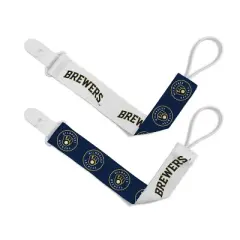 BabyFanatic Officially Licensed Unisex Pacifier Clip 2-Pack - MLB Milwaukee Brewers - Officially Licensed Baby Apparel
