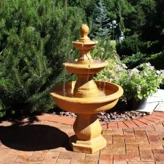 Sunnydaze 40"H Electric Fiberglass and Resin 3-Tier Tropical Style Outdoor Water Fountain