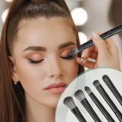 Unique Bargains Makeup Brushes and Sets Black 5 Pcs