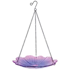 Natures Way Bird Feeder, Ecocycle, 0.63 qt Glass/Metal Hanging, Purple
