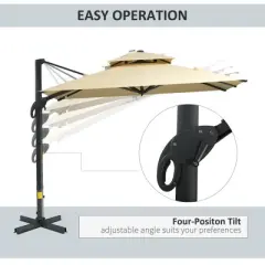 Akoasm 102.25 in. H Square 360-Degree Rotation Hanging Cantilever Patio Umbrella with Aluminum Cross Base-Beige