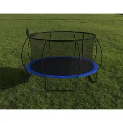 QingMoon 14 FT Pumpkin Trampoline With Basketball Hoop,Rubber Ball,Air Pump,8 Black PVC Covers,1050mm Foam Poles, And Anti-Collapse Fiber Netting