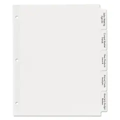 Avery Print & Apply Clear Label Dividers w/White Tabs 5-Tab Letter 5 Sets 11492