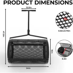 24-Inch Lawn Spreader for Compost and Mulch &ndash; Durable Roller Spreader for Effortless Garden Maintenance and Soil Enhancement
