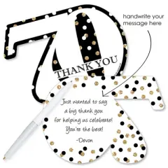 Big Dot of Happiness Adult 70th Birthday - Gold - Shaped Thank You Cards - Birthday Party Thank You Note Cards with Envelopes - Set of 12
