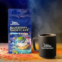 Java Factory Blueberry Shortcake Flavored Ground Coffee Bags,10 oz ea, 6 pack