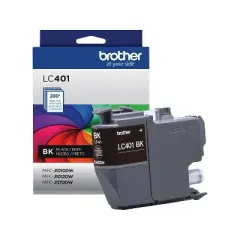 Brother LC401 Black Standard Yield Ink Cartridge Prints Up to 200 Pages (LC401BKS)