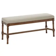 Traditional Linen Upholstered Wood Bench - Olivia & May