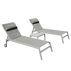Christopher Knight Home Maxine Outdoor Aluminum Adjustable Upholstered Chaise Lounge Set with Side Table